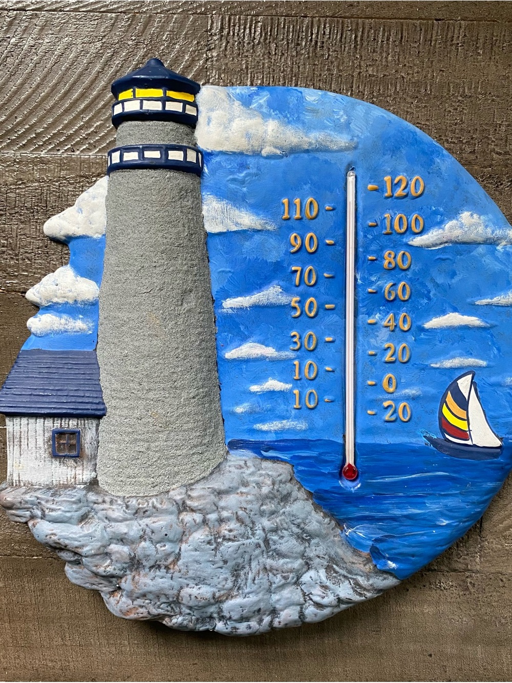 Vintage Nautical Lighthouse Wall Hanging Decor Thermometer Temperature Gauge